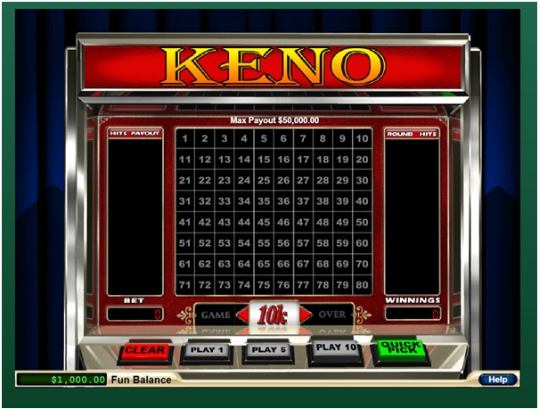 Fair Go Casino Keno Game Board