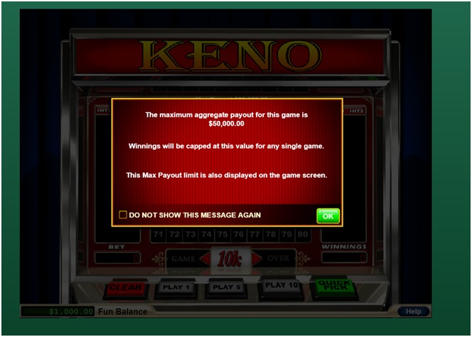 Fair Go Casino Keno Game