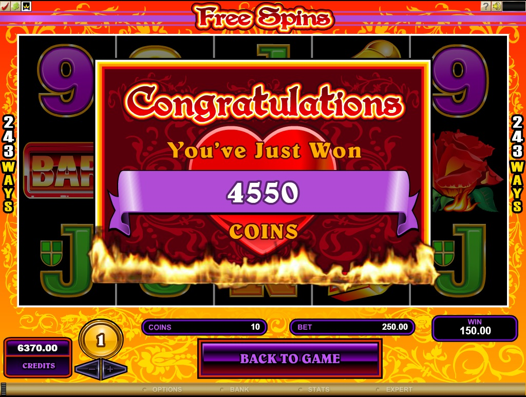 Free spins in Burning desire