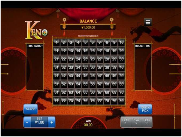 Keno games from RTG software