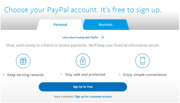 Paypal sign up