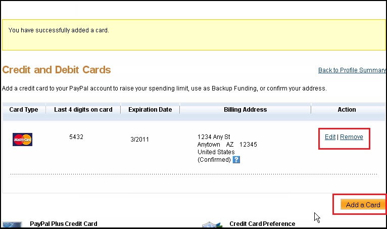 how to add credit debit card to paypal